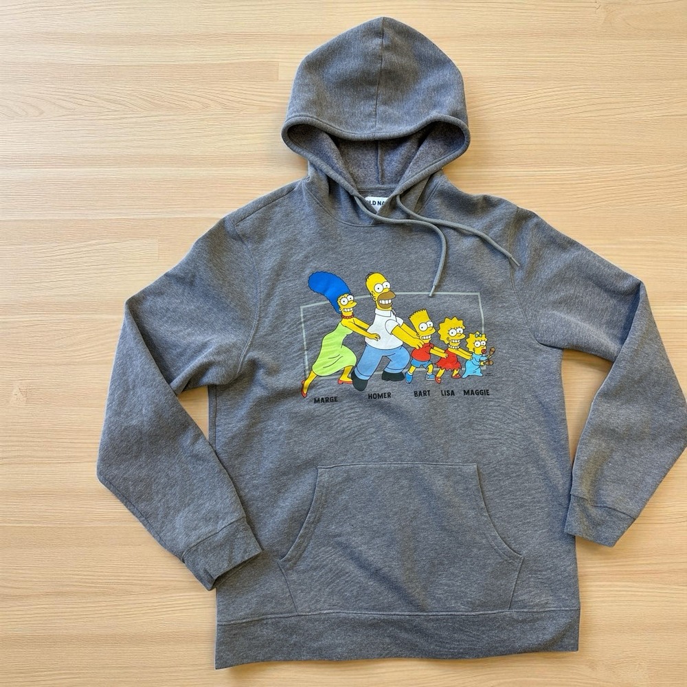 Old Navy Simpsons Marge Homer Bart Lisa Maggie Gray Hoodie Sweatshirt Adult L